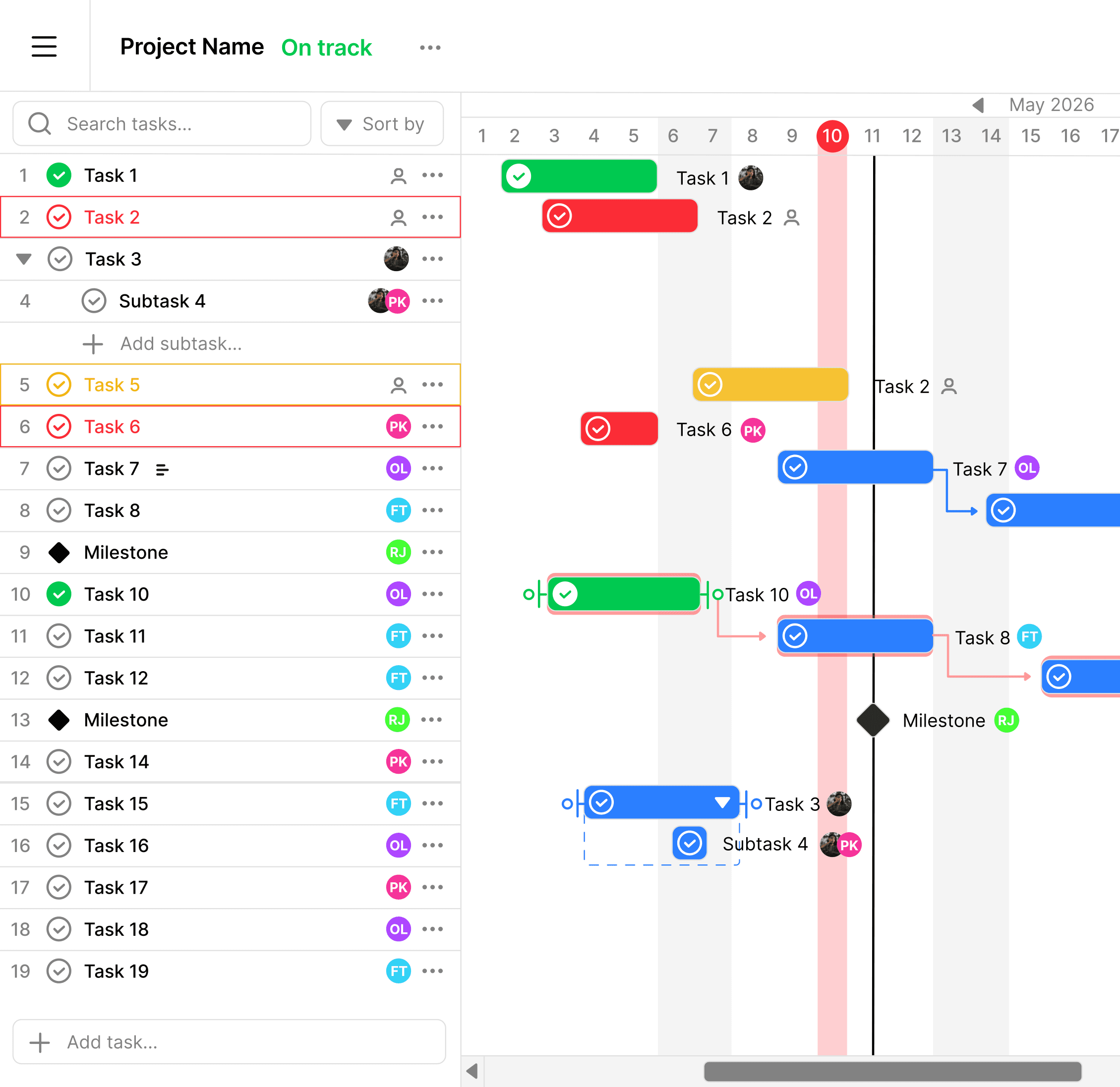 Simple Gantt app — Gantt chart project timeline view